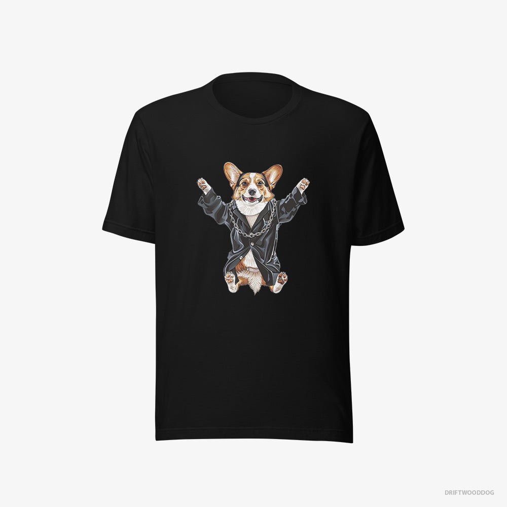 Corgi T-Shirt – Men Black T-Shirt Eco-Friendly – Pulsing in Black (on White Background)