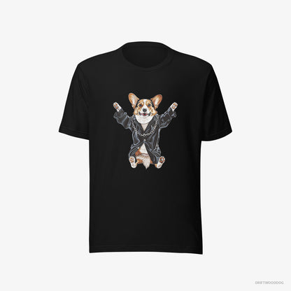 Corgi Pulsing in Black Black T-Shirt