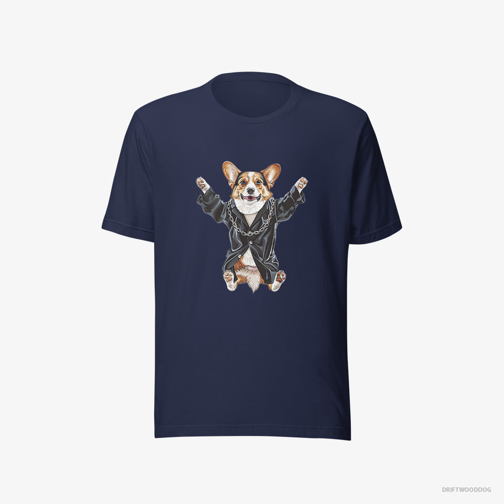 Corgi T-Shirt – Women Navy T-Shirt Eco-Friendly – Pulsing in Black (on White Background)