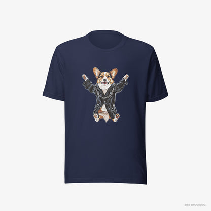 Corgi Pulsing in Black Navy T-Shirt