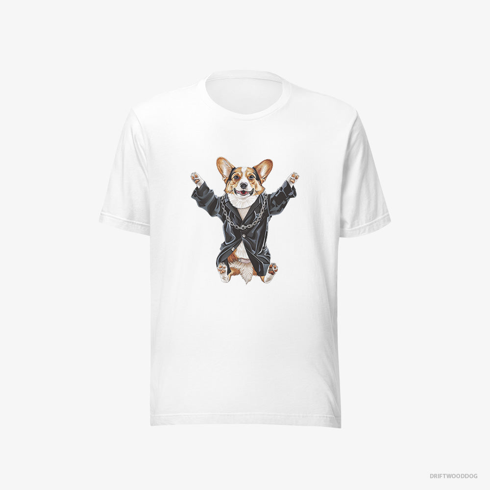 Corgi T-Shirt – Men White T-Shirt Eco-Friendly – Pulsing in Black (on White Background)