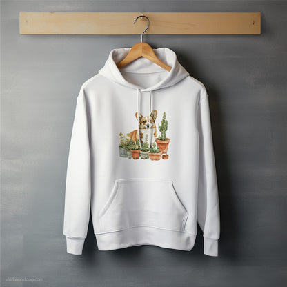 Corgi Admiring the Garden Hoodie – Unisex Hoodie for Dog Lovers