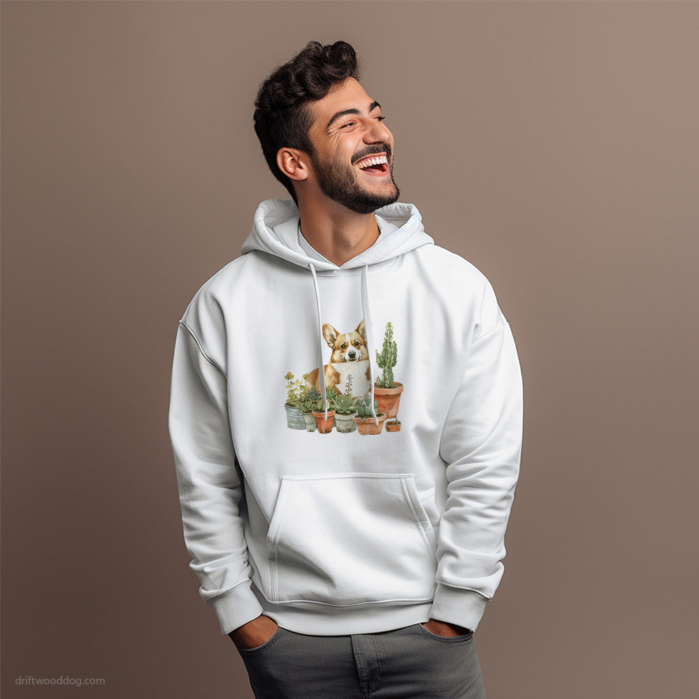 Corgi Admiring the Garden Hoodie – Dog Hoodies for Men