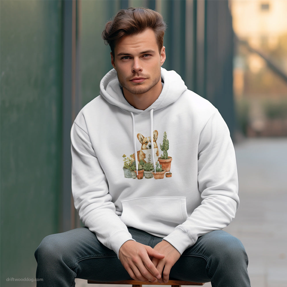 Corgi Admiring the Garden Hoodie – Custom Dog Hoodies for Men