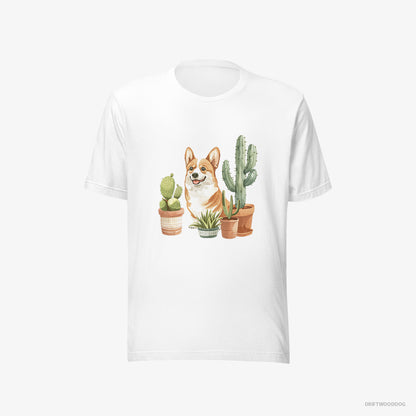 Corgi Sitting Among the Greenery White T-Shirt