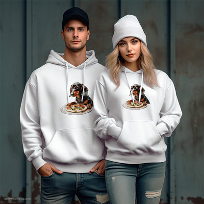 Dachshund Sniffing Fresh Pizza Hoodie – Unique Dog Hoodies for Pet Lovers Gift