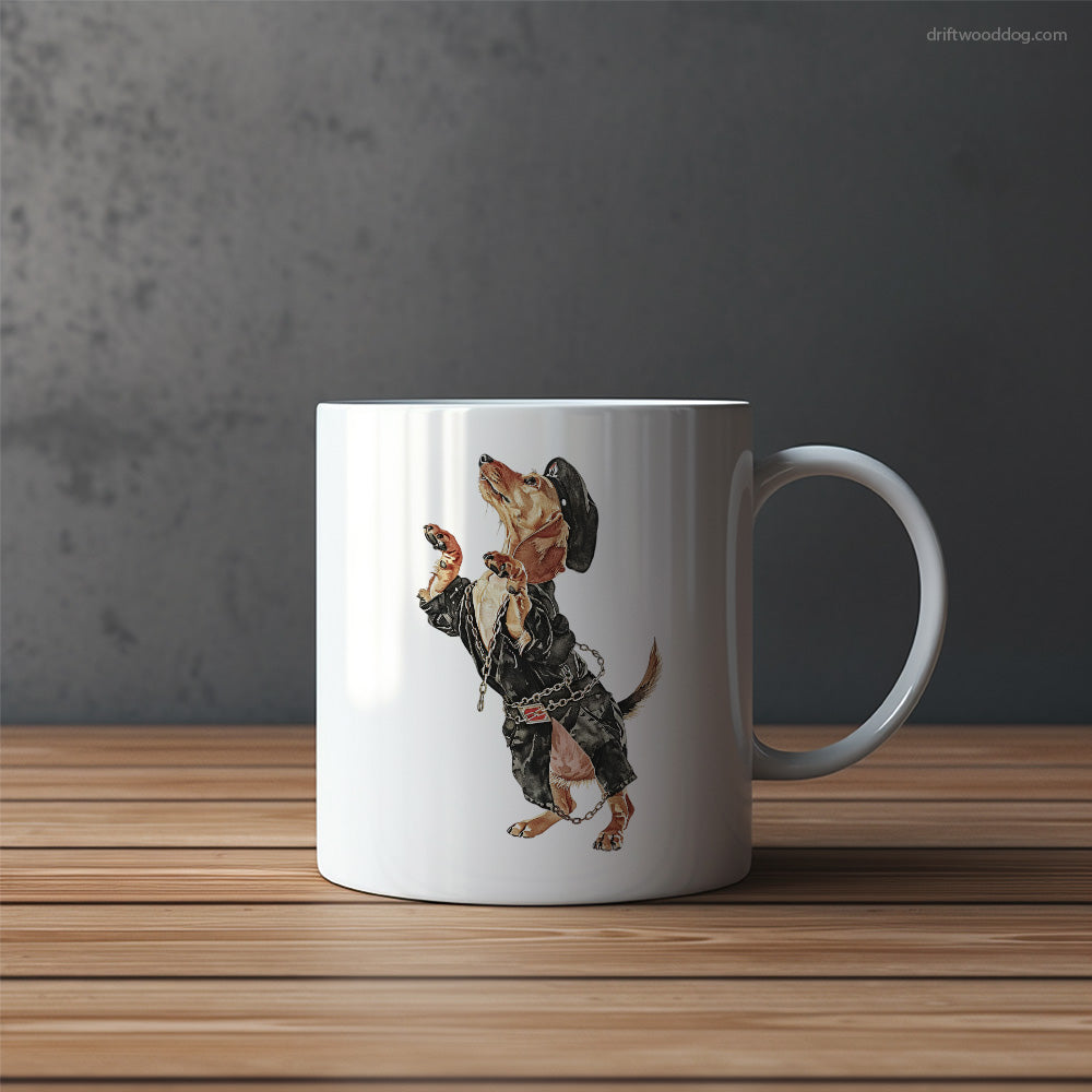 Dachshund Raving Under Chains Mug – Funny Dog Coffee Mugs | Quirky Canine Drinkware