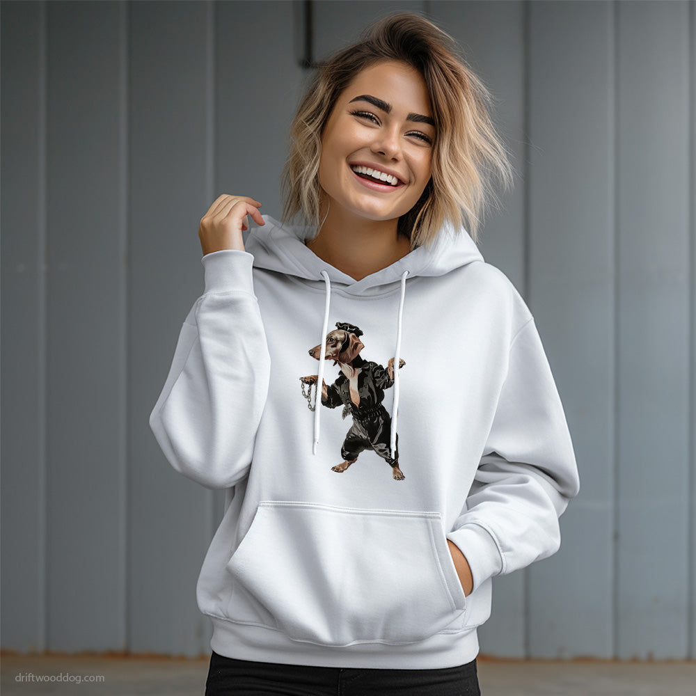 Dachshund in a Dark Groove Hoodie – Dog Graphic Hoodie for Women