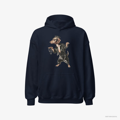 Dachshund in a Dark Groove Navy Hoodie