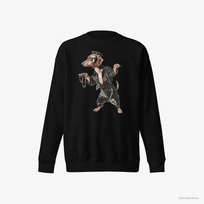 Dachshund in a Dark Groove Black Sweatshirt