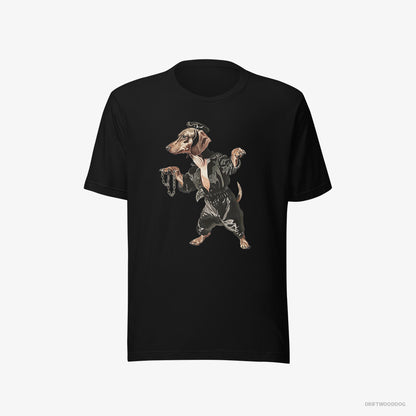 Dachshund in a Dark Groove Black T-Shirt