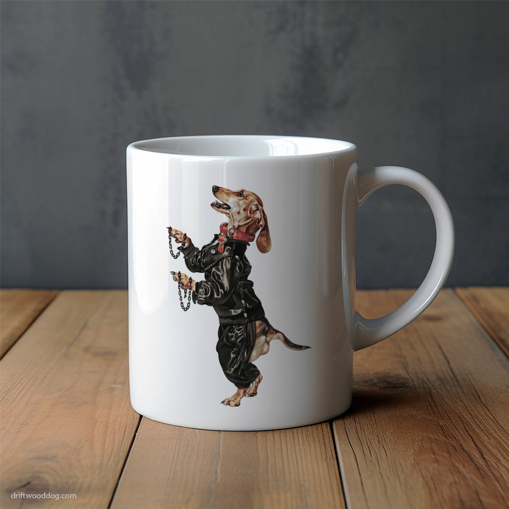 Dachshund Headbanging to Techno Mug – Unique Dog Cups | Dog-Themed Mugs