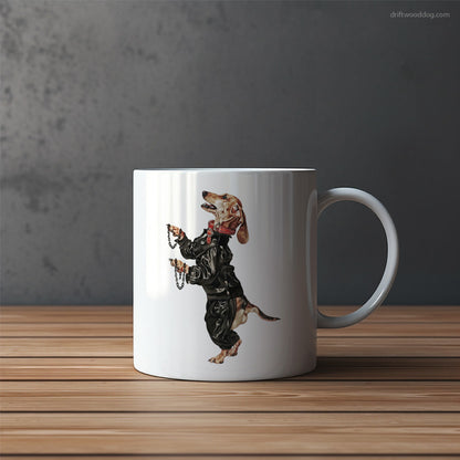 Dachshund Headbanging to Techno Mug – Funny Dog Coffee Mugs | Quirky Canine Drinkware