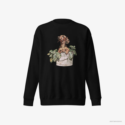 Dachshund in the Vegetable Patch Black Sweatshirt