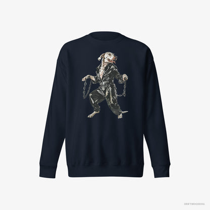 Dalmatian Sweatshirt – Men Navy Sweatshirt Eco-Friendly – Vibes in Chains (on White Background)