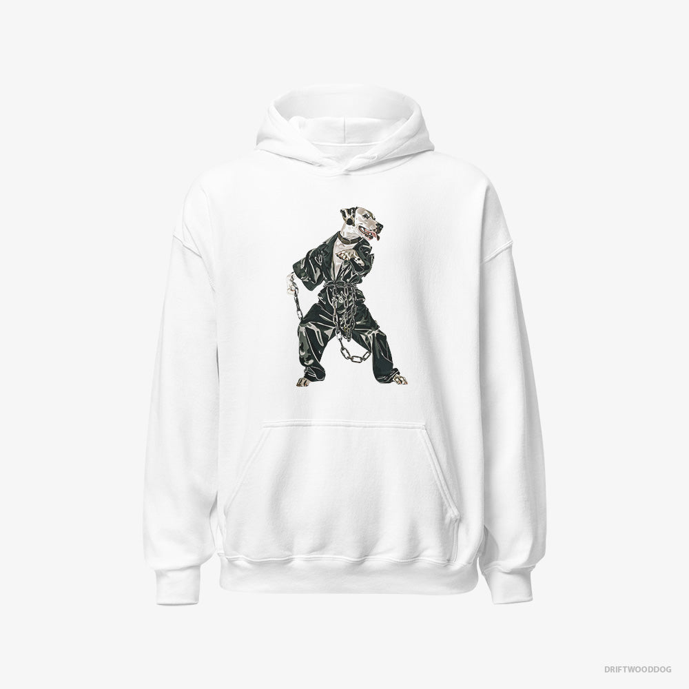 Dalmatian Hoodie – Women White Hoodie Classic – in a Bassline Frenzy (on White Background)