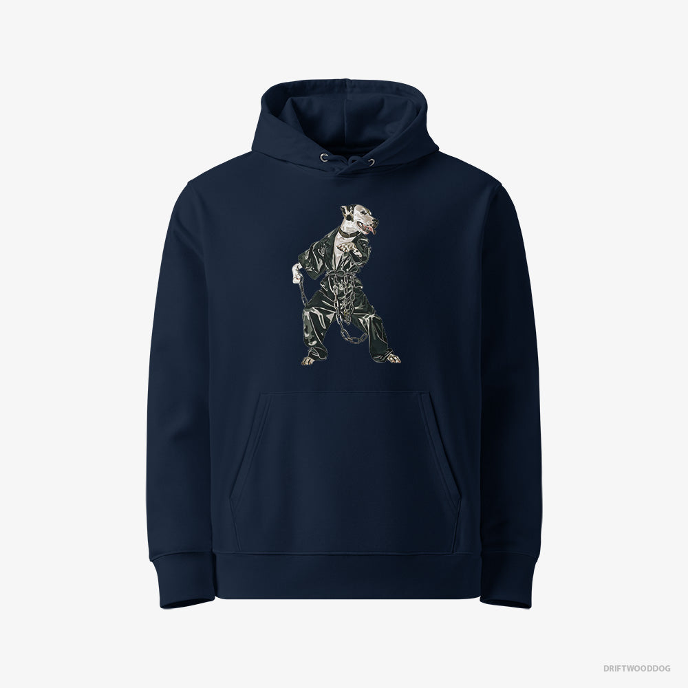 Dalmatian Hoodie – Men Navy Hoodie Eco-Friendly – in a Bassline Frenzy (on White Background)