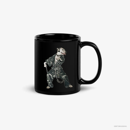 Dalmatian Mug – Unisex Black Mug Classic – in a Bassline Frenzy (on White Background)