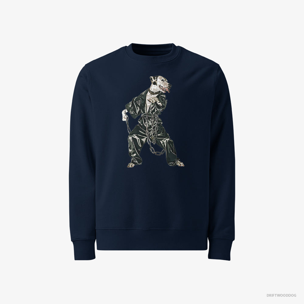 Dalmatian Sweatshirt – Men Navy Sweatshirt Classic – in a Bassline Frenzy (on White Background)