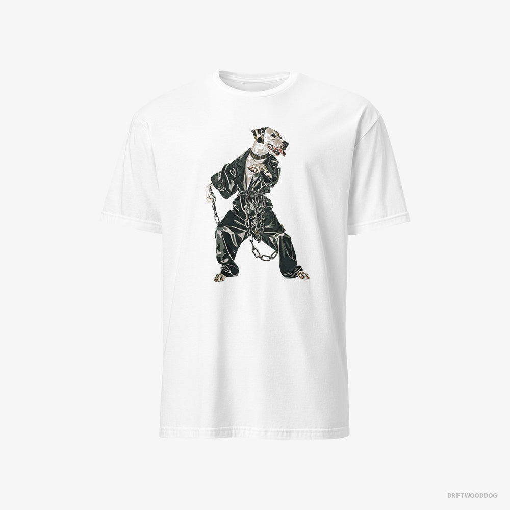 Dalmatian T-Shirt – Men White T-Shirt Classic – in a Bassline Frenzy (on White Background)