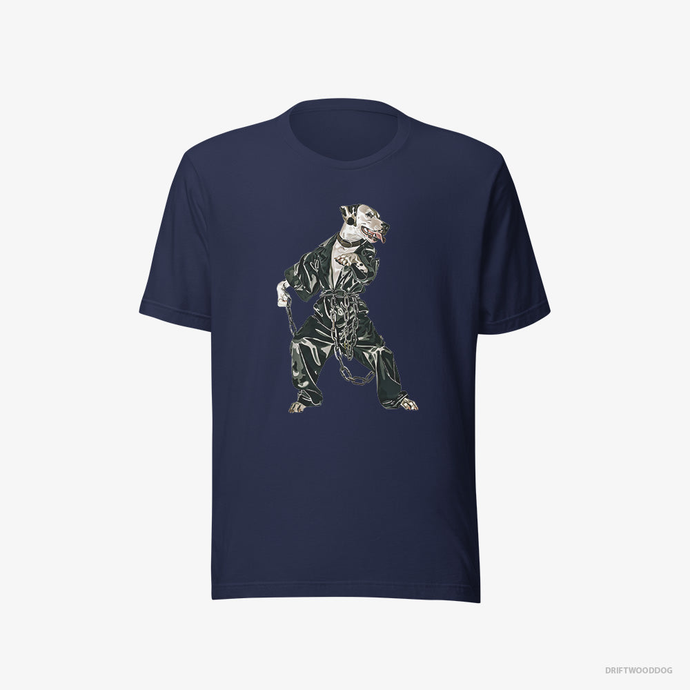 Dalmatian T-Shirt – Men Navy T-Shirt Eco-Friendly – in a Bassline Frenzy (on White Background)