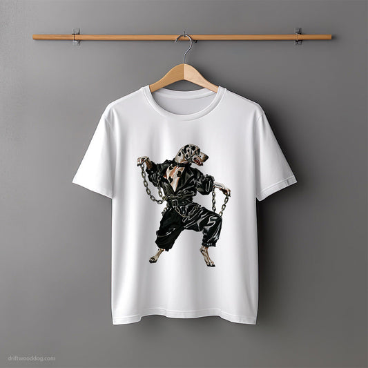 Dalmatian Dancing in Black T-Shirt – Unisex Tee for Dog Lovers