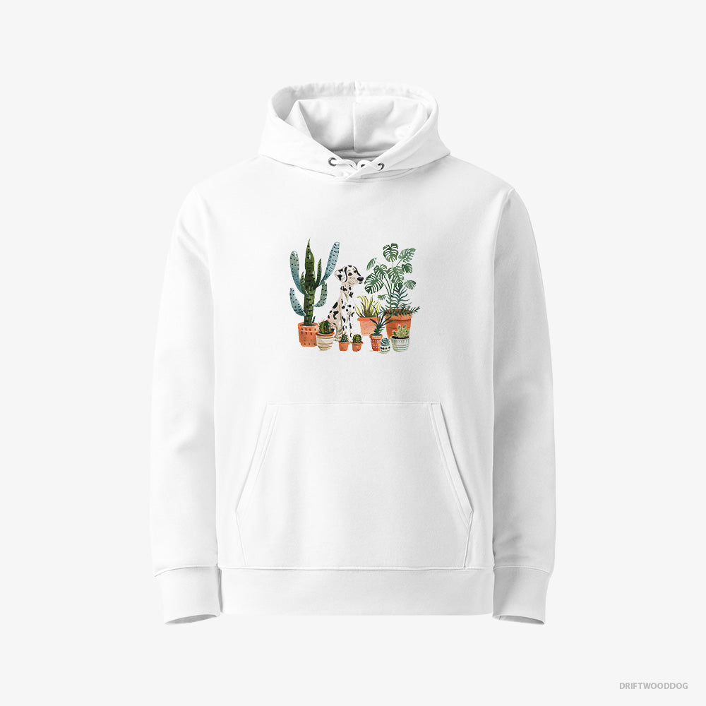 Dalmatian Caring for Plants – Men's Hoodie White Eco – Eco-Friendly