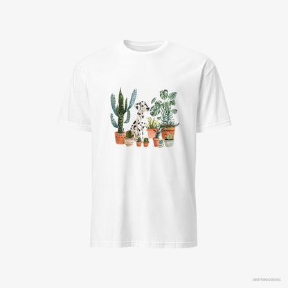 Dalmatian T-Shirt – Men White T-Shirt Classic – Caring for Plants (on White Background)