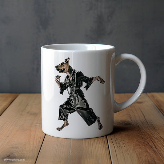 Dobermann Spinning in Black Mug – Unique Dog Cups | Dog-Themed Mugs