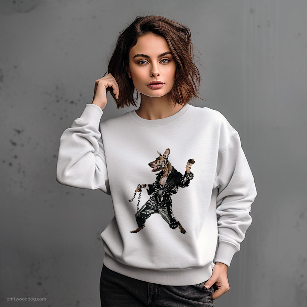 Dobermann Raving in Chains Sweatshirt – Dog-Themed Gifts for Dog Lovers