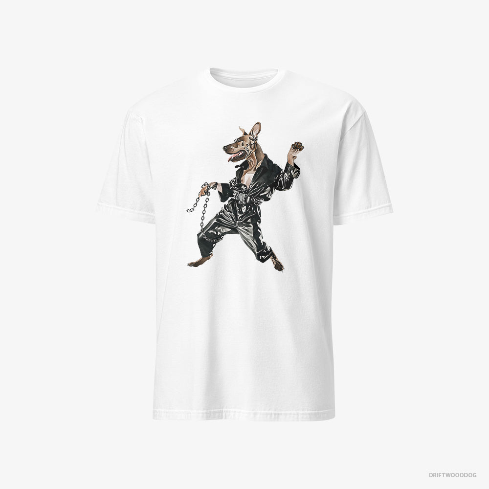 Dobermann T-Shirt – Men White T-Shirt Classic – Raving in Chains (on White Background)