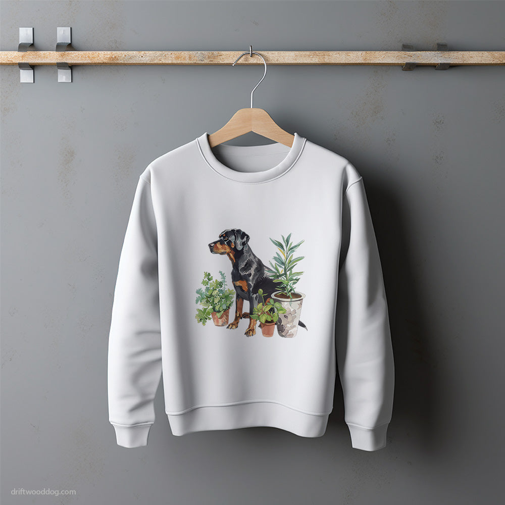 Dobermann Between Plant Pots Sweatshirt – Unisex Sweatshirt for Dog Lovers