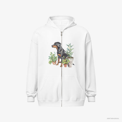 Dobermann Between Plant Pots White Hoodie