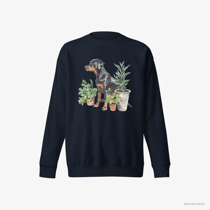 Dobermann Between Plant Pots Navy Sweatshirt