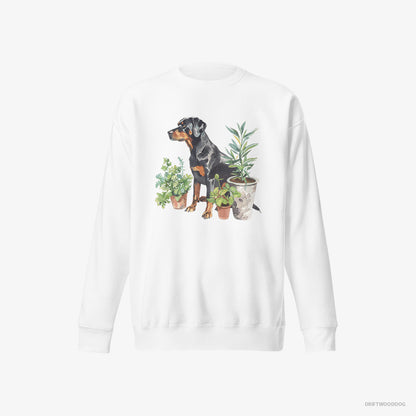 Dobermann Between Plant Pots White Sweatshirt