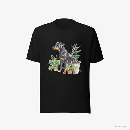 Dobermann Between Plant Pots Black T-Shirt