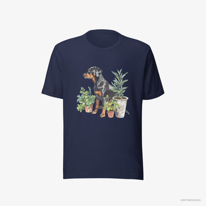 Dobermann Between Plant Pots Navy T-Shirt