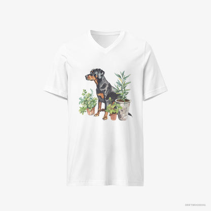 Dobermann Between Plant Pots White T-Shirt