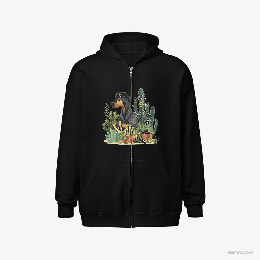 Dobermann Among Houseplants Full-Zip Hoodie