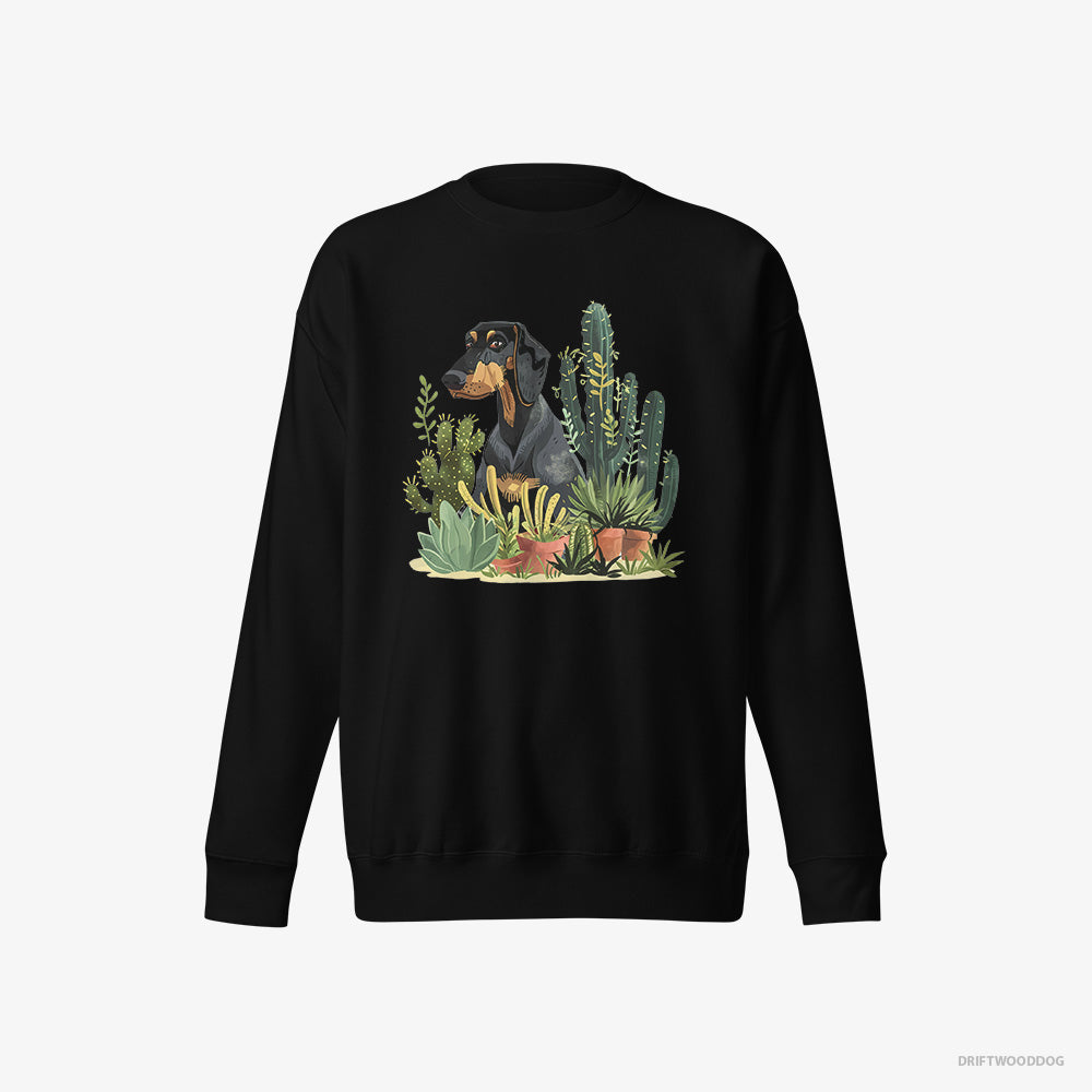 Dobermann Among Houseplants – Men's Sweatshirt Black Eco – Eco-Friendly