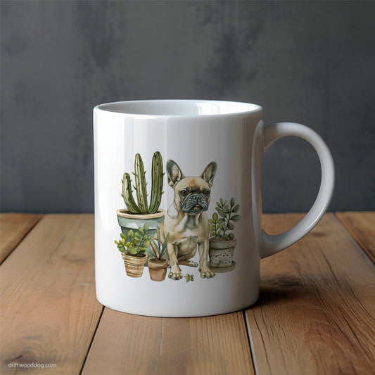 French Bulldog Relaxing Among Plants Mug – Unique Dog Cups | Dog-Themed Mugs