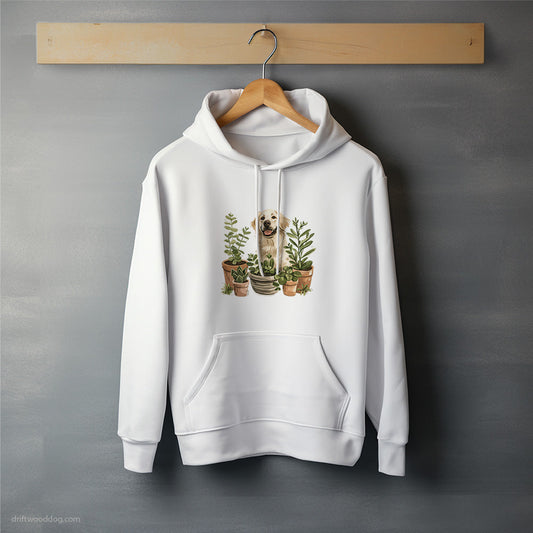 Golden Retriever Enjoying the Indoor Garden Hoodie – Unisex Hoodie for Dog Lovers