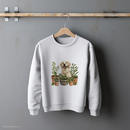 Golden Retriever Enjoying the Indoor Garden Sweatshirt – Unisex Sweatshirt for Dog Lovers