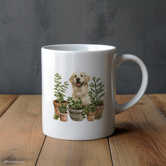 Golden Retriever Enjoying the Indoor Garden Mug – Unique Dog Cups | Dog-Themed Mugs