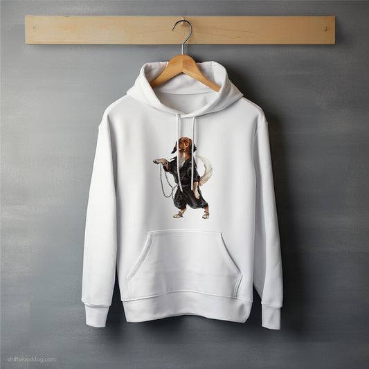 Golden Retriever in a Dark Techno Trance Hoodie – Unisex Hoodie for Dog Lovers