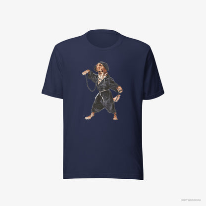 Golden Retriever Grooving to Techno Navy T-Shirt