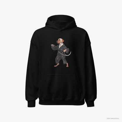 Labrador Retriever Hoodie – Men Black Hoodie Classic – Raving to the Beat (on White Background)