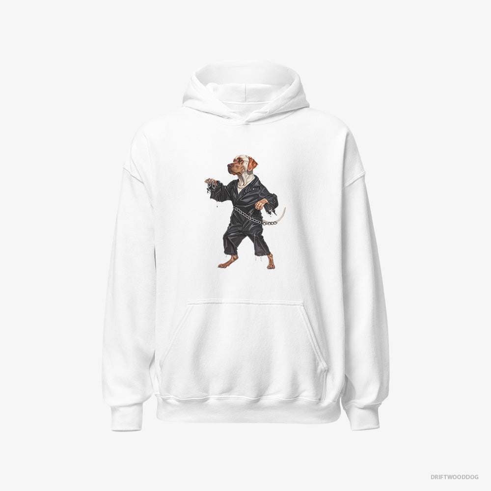 Labrador Retriever Hoodie – Women White Hoodie Classic – Raving to the Beat (on White Background)