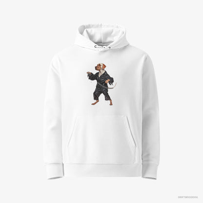 Labrador Retriever Hoodie – Men White Hoodie Eco-Friendly – Raving to the Beat (on White Background)