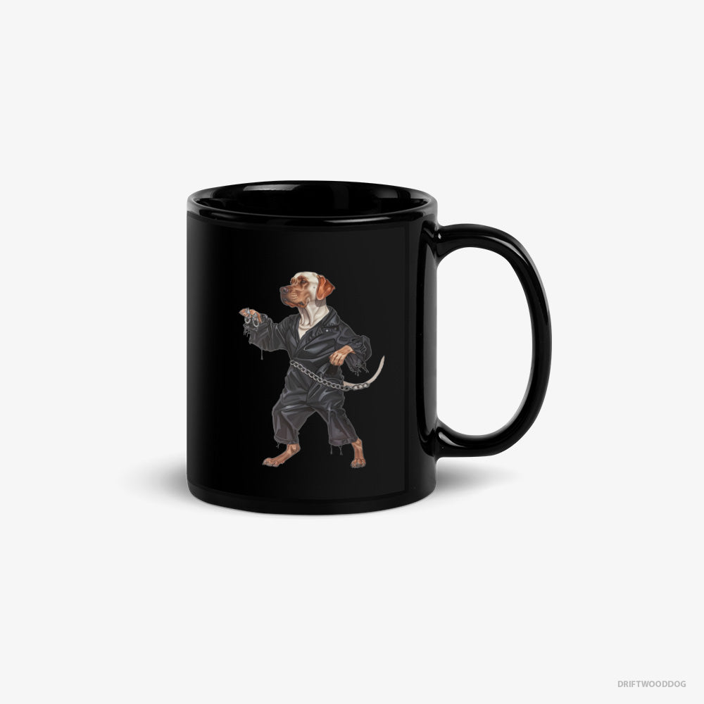 Labrador Retriever Mug – Unisex Black Mug Classic – Raving to the Beat (on White Background)